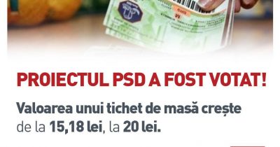 Lege adoptata: Tichetele de masa cresc la 20 lei
