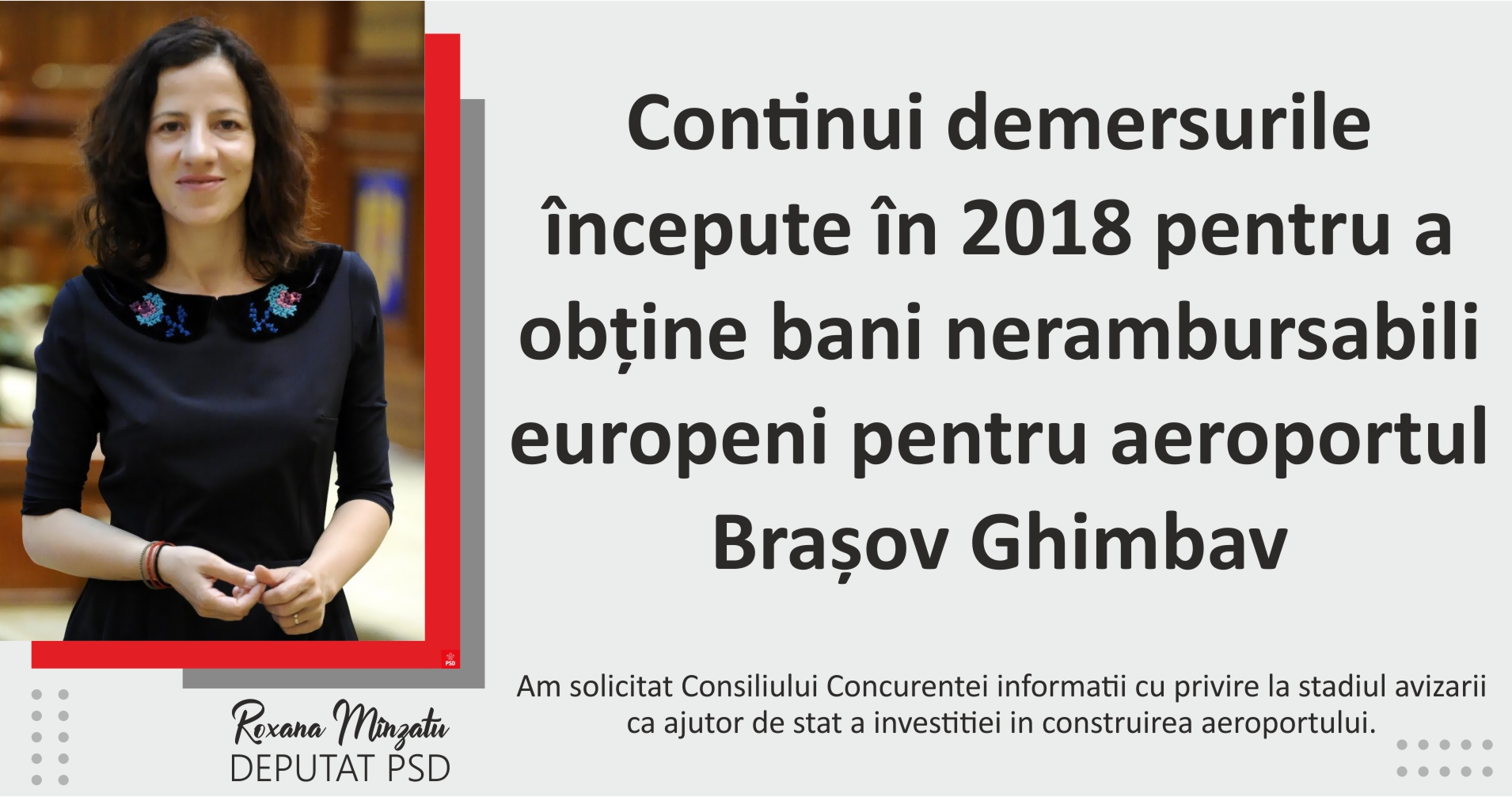 Continui demersurile începute în 2018 pentru a obține bani nerambursabili europeni pentru aeroportul Brașov Ghimbav