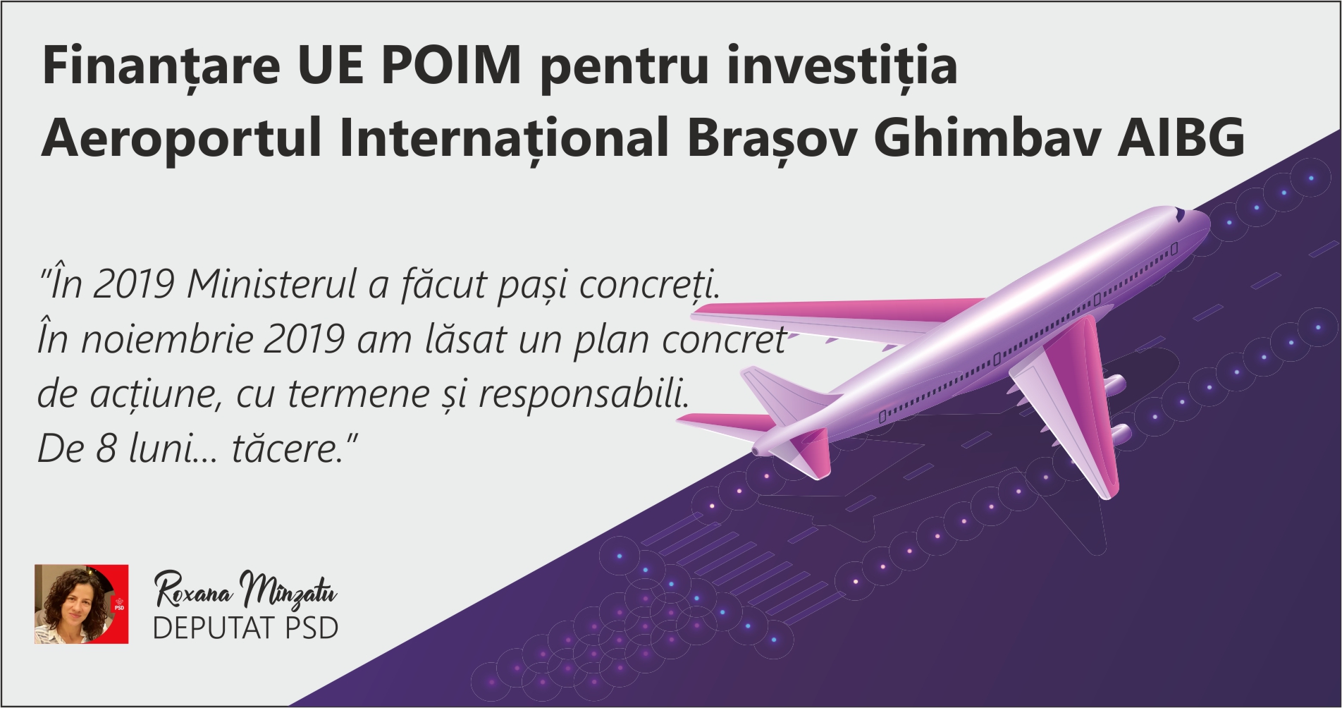 Finanțare UE POIM pentru investiția Aeroportul Internațional Brașov Ghimbav AIBG